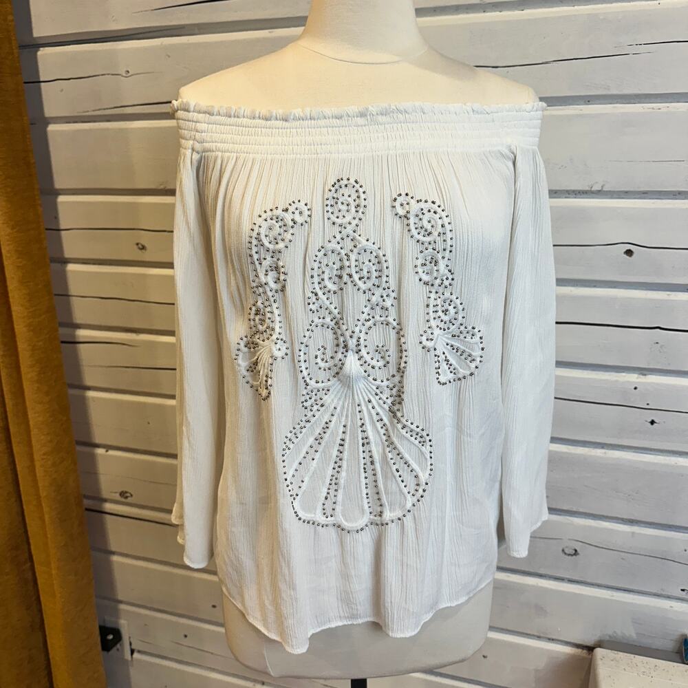 Lilly Pulitzer Beaded Off Shoulder Top Women’s S White